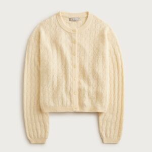 NWT J. Crew Pointelle Bubble Knit Cardigan, XL, Soft Yellow